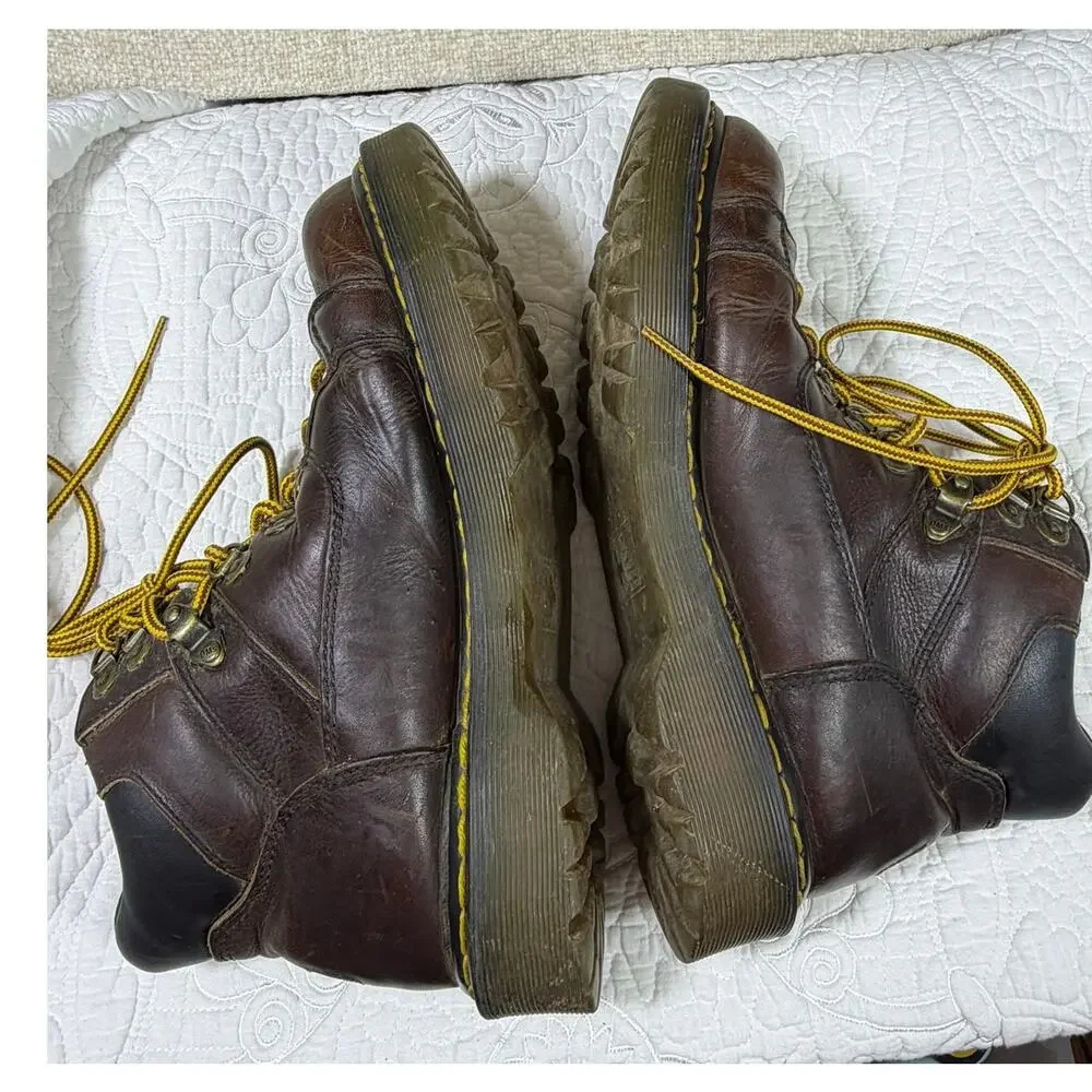 Dr Martens MeN 11 Brown 9728 Bark Brizzly Leather Hiking Boots Chunky Lace Up